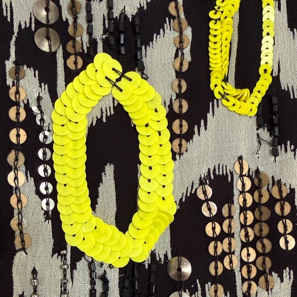 ASOS Beaded Embellished Jacket Neon Sequin Festival Boho Open Front Size 6 - Picture 4 of 8